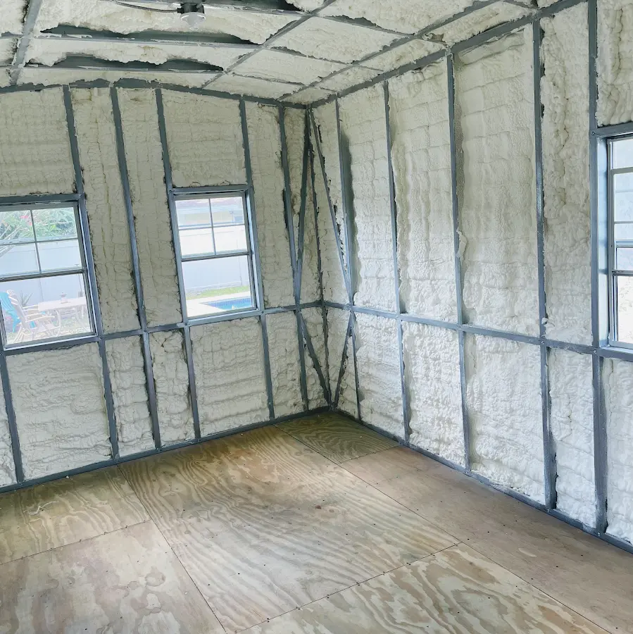Closed-cell spray foam insulation applied to wall cavities in a residential project in Nipomo